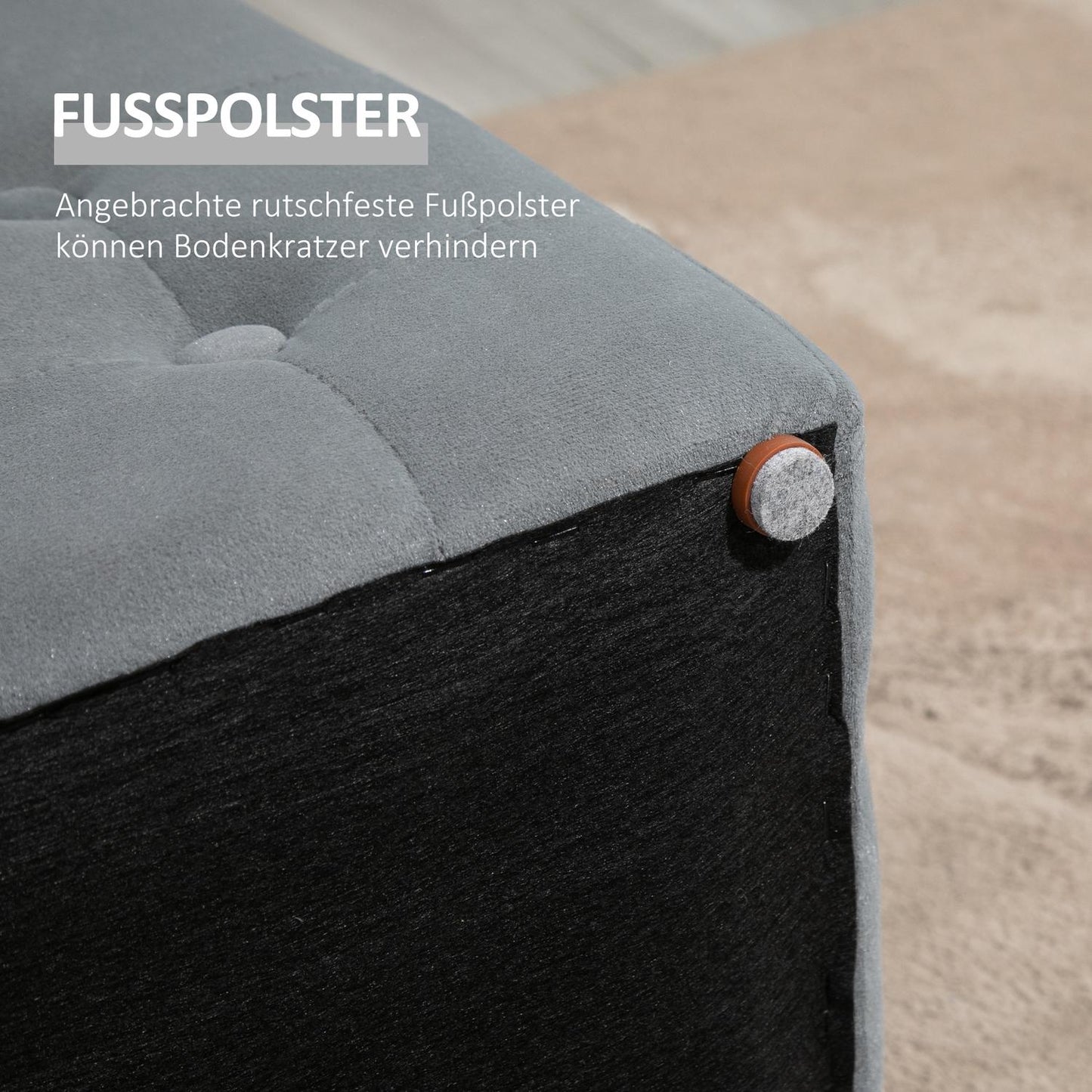 Folding storage bench with 2 stools, upholstered seat