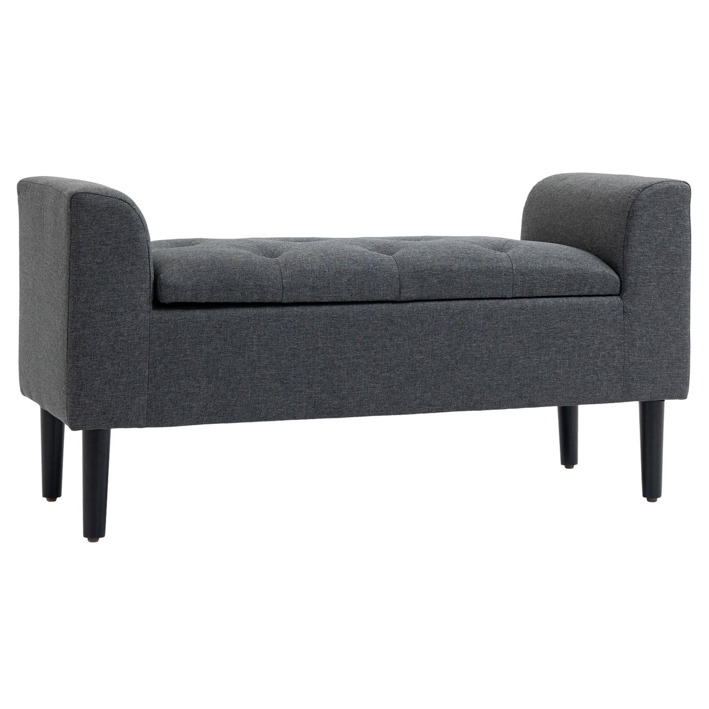 Upholstered storage bench, 130 kg capacity, dark grey
