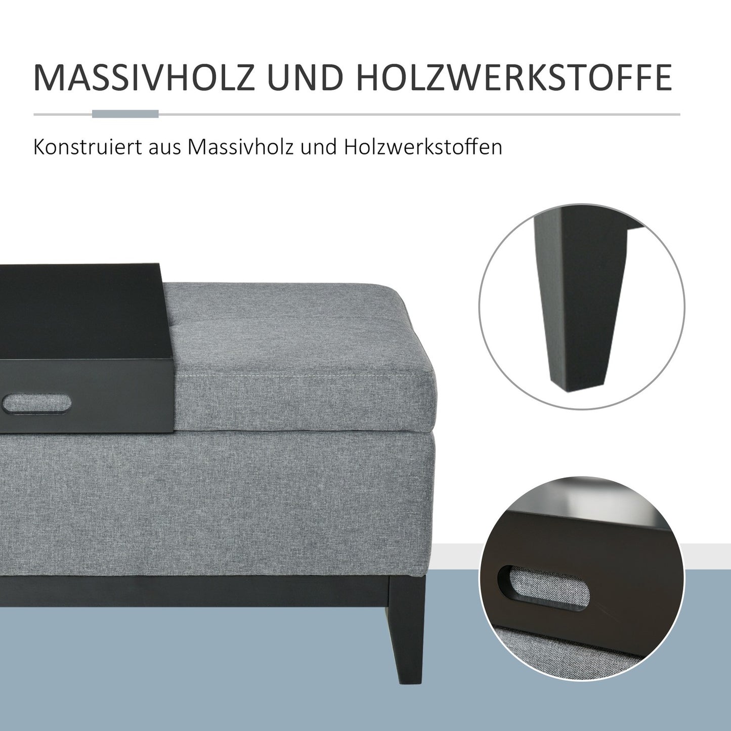 Upholstered storage bench, beige, 120 kg capacity