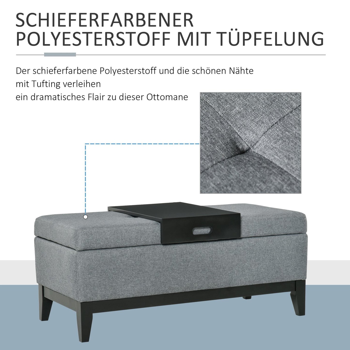 Upholstered storage bench, beige, 120 kg capacity