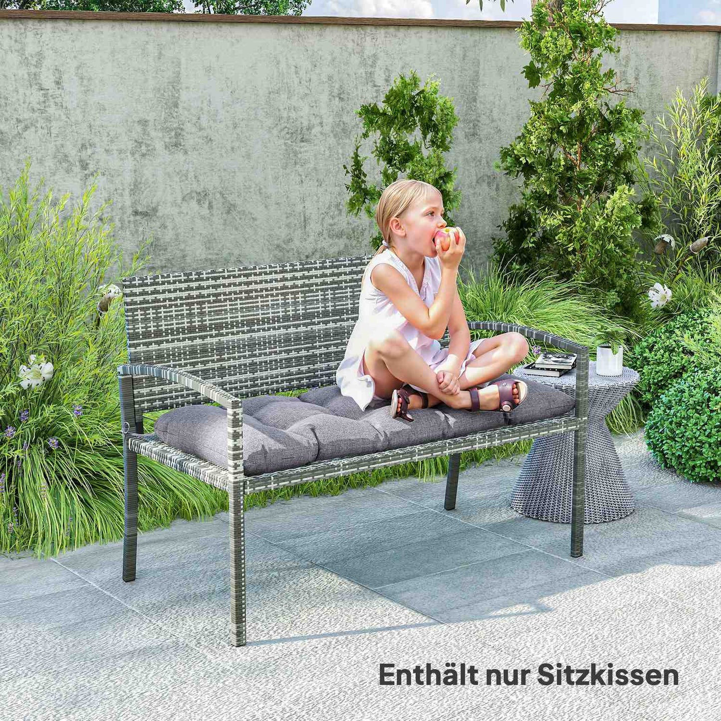 Outdoor bench cushion 105 x 46 cm, Water resistant, Grey