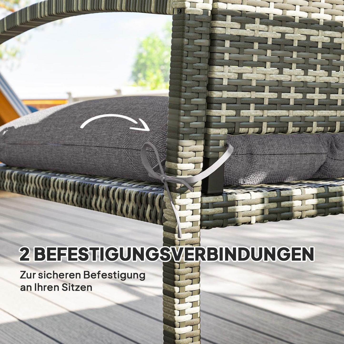 Outdoor bench cushion 105 x 46 cm, Water resistant, Grey