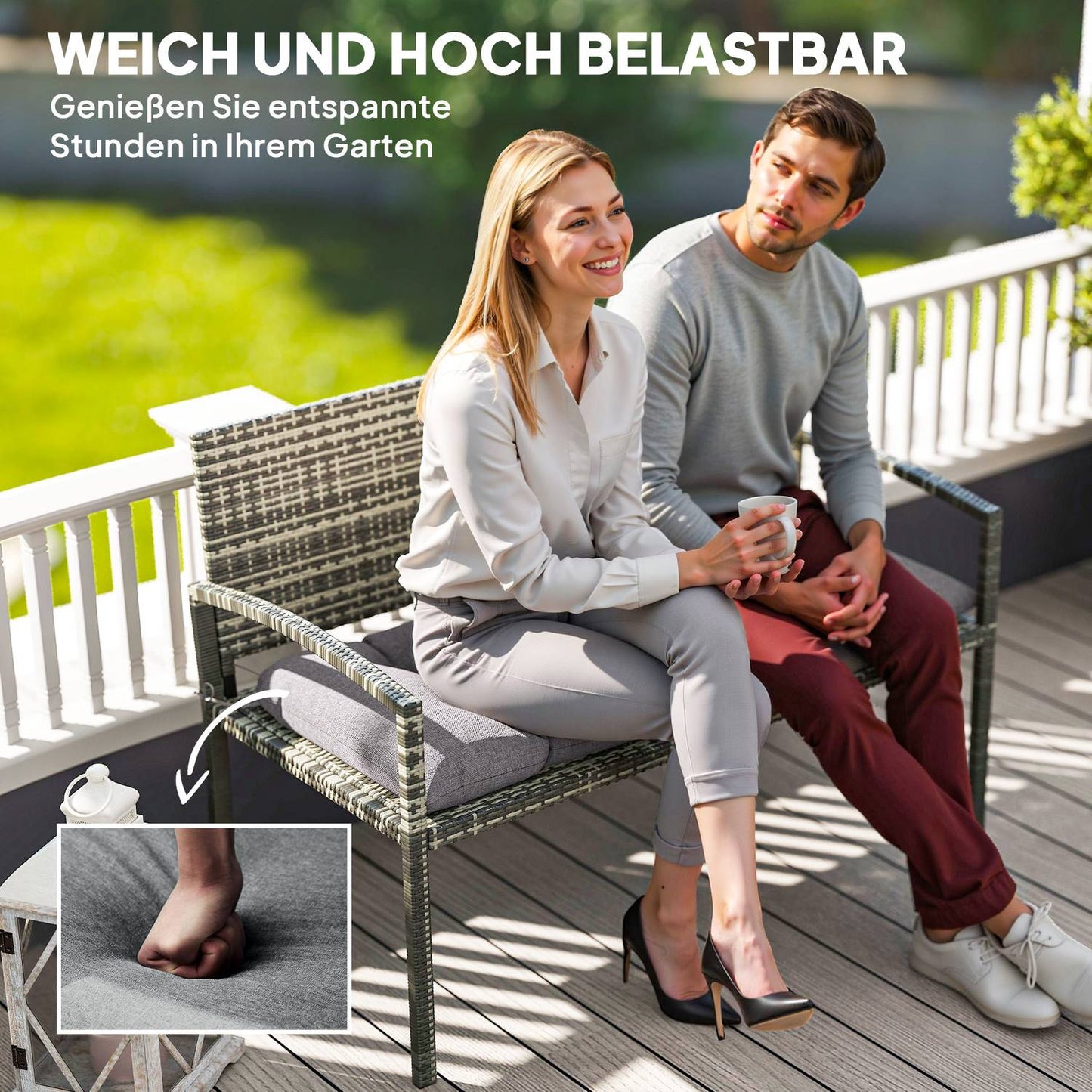Outdoor bench cushion 105 x 46 cm, Water resistant, Grey