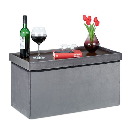 Bench in velvet with tray