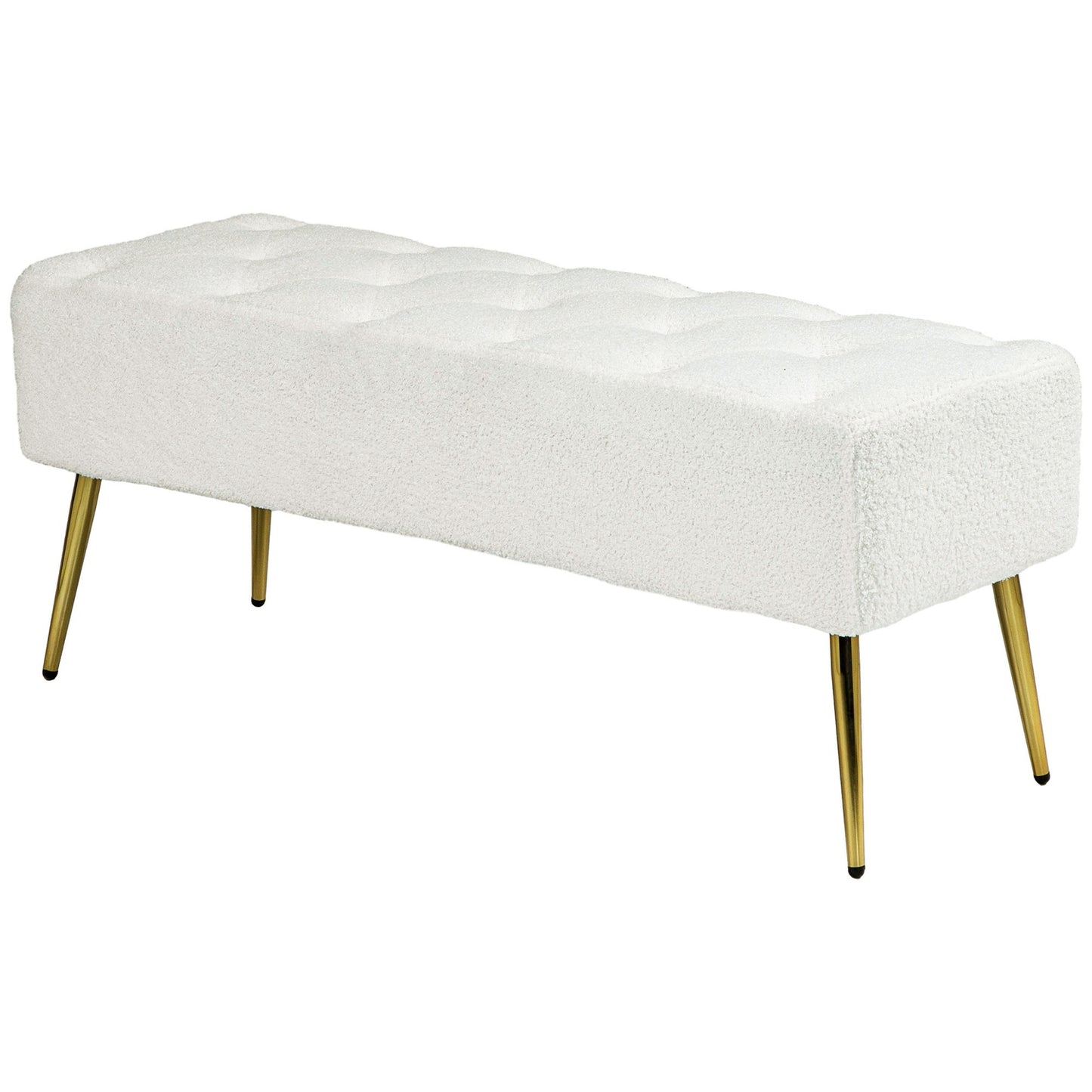 Cream covered bench - Lamb's wool look, steel legs