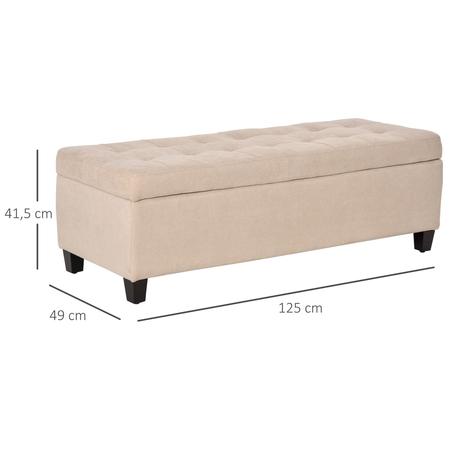 Upholstered storage bench - linen look, beige