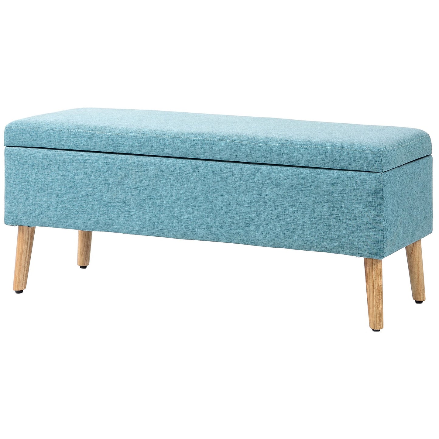 Blue upholstered bench with storage - 110 x 39 x 45 cm