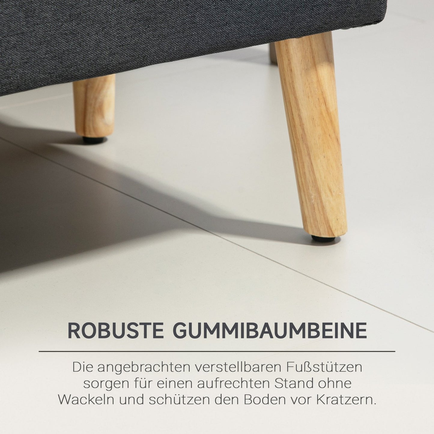 Upholstered storage bench, rubber wood, dark gray 110cm