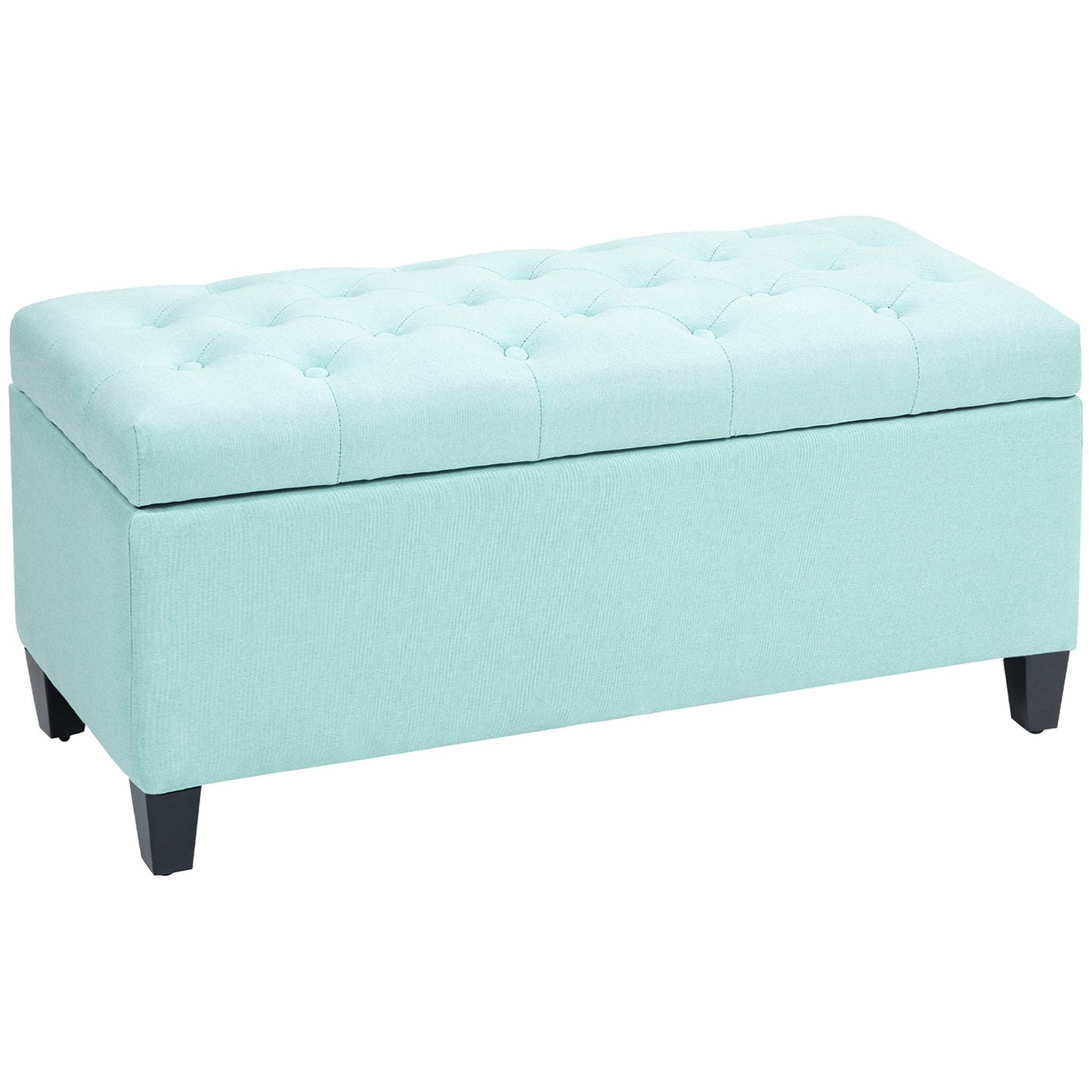 Green upholstered storage bench - 100 x 40 x 44 cm