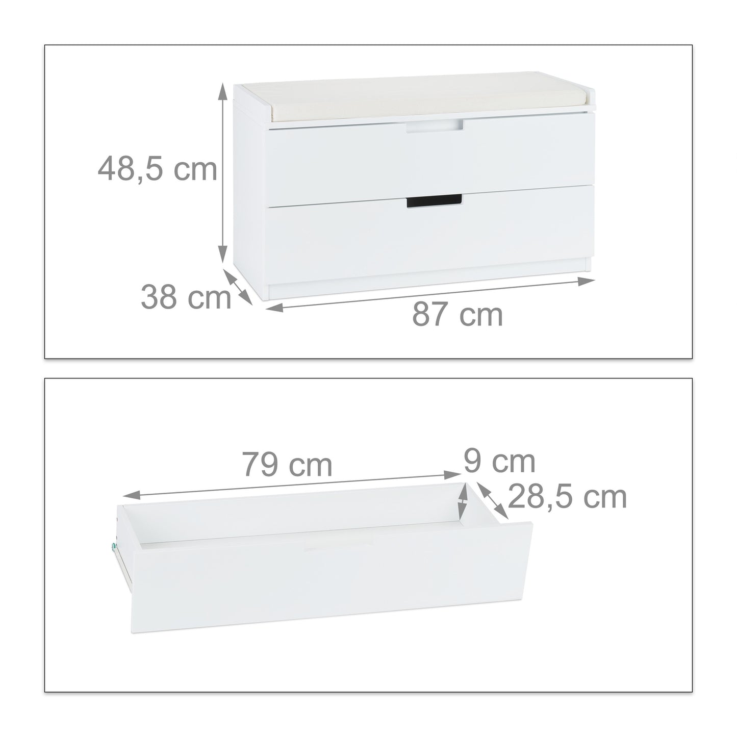 Bench with 2 drawers