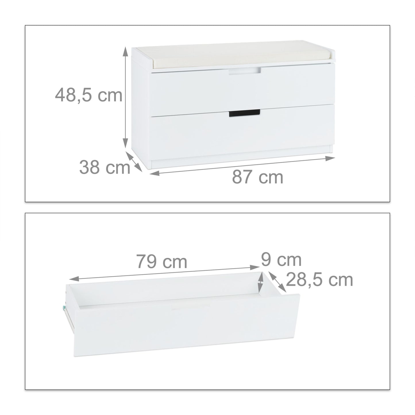 Bench with 2 drawers
