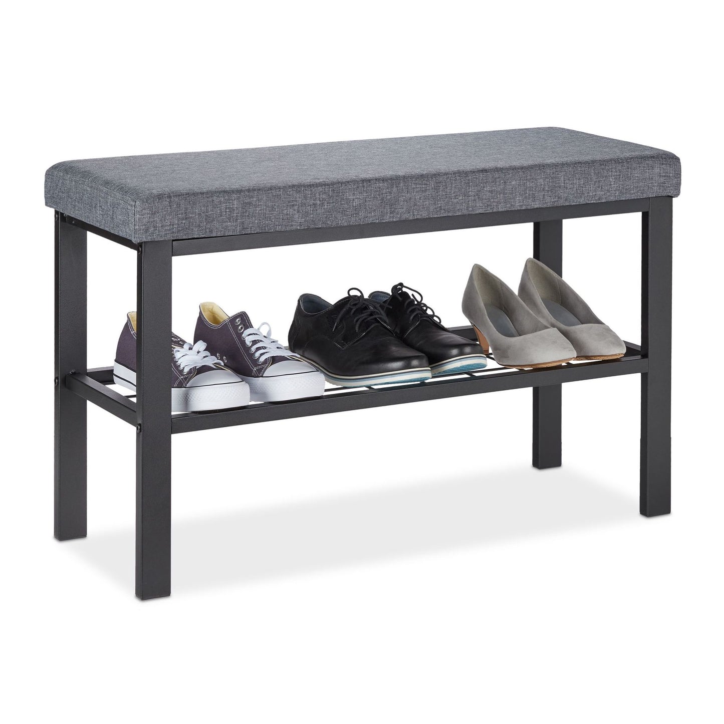 Bench with shoe storage in black-grey