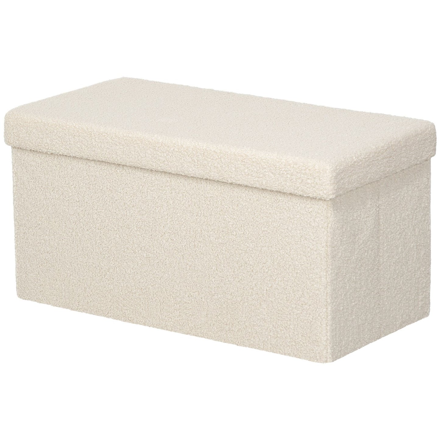 Folding storage bench in velvet look - cream, 76x38x38 cm