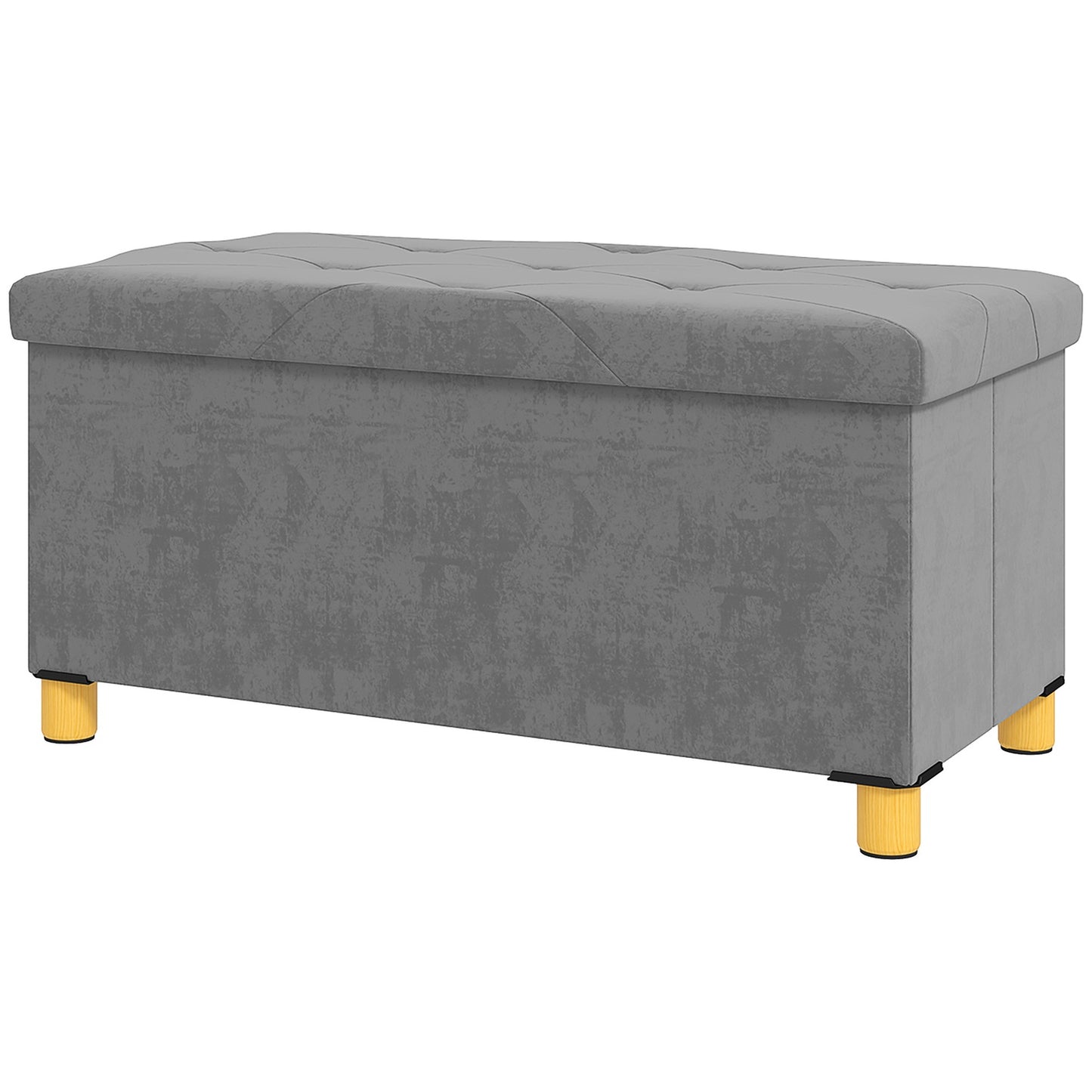 Gray velvet folding storage bench - hall & bedroom