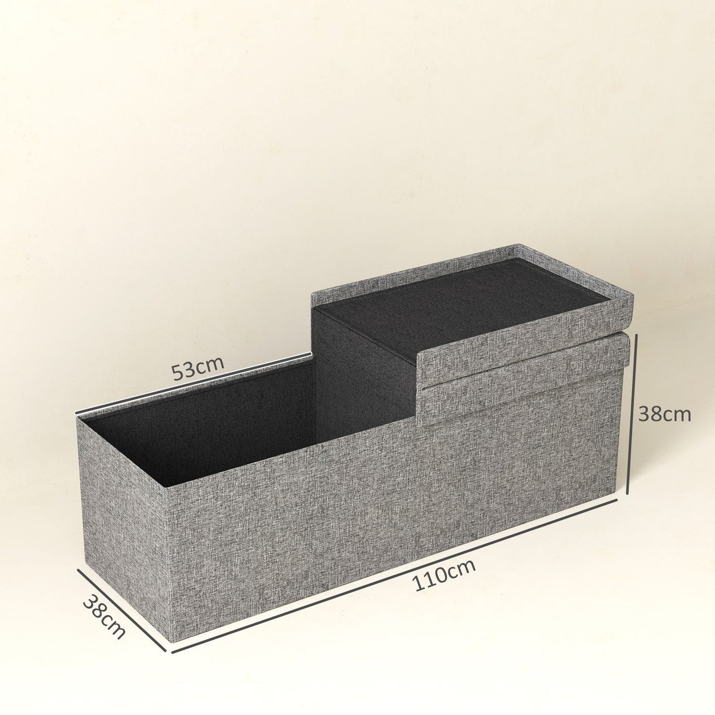 Folding upholstered bench, linen look, 110x38x38 cm dark grey