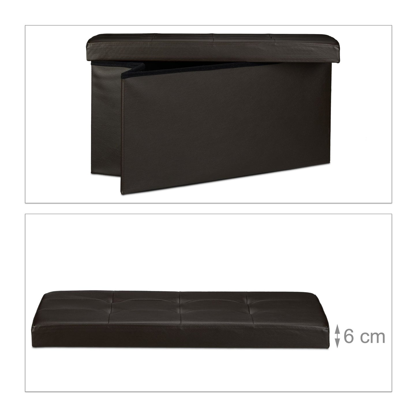 Bench with storage space in artificial leather