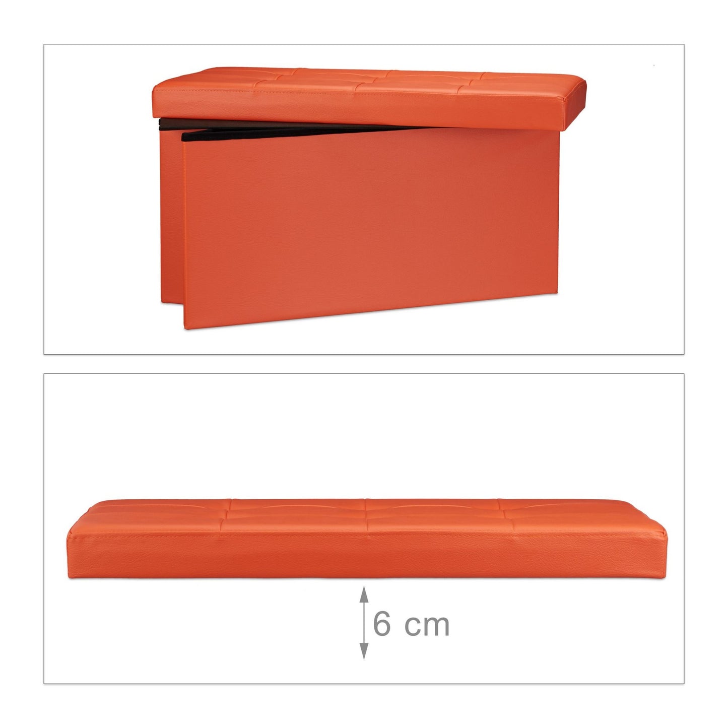 Bench with storage space in artificial leather