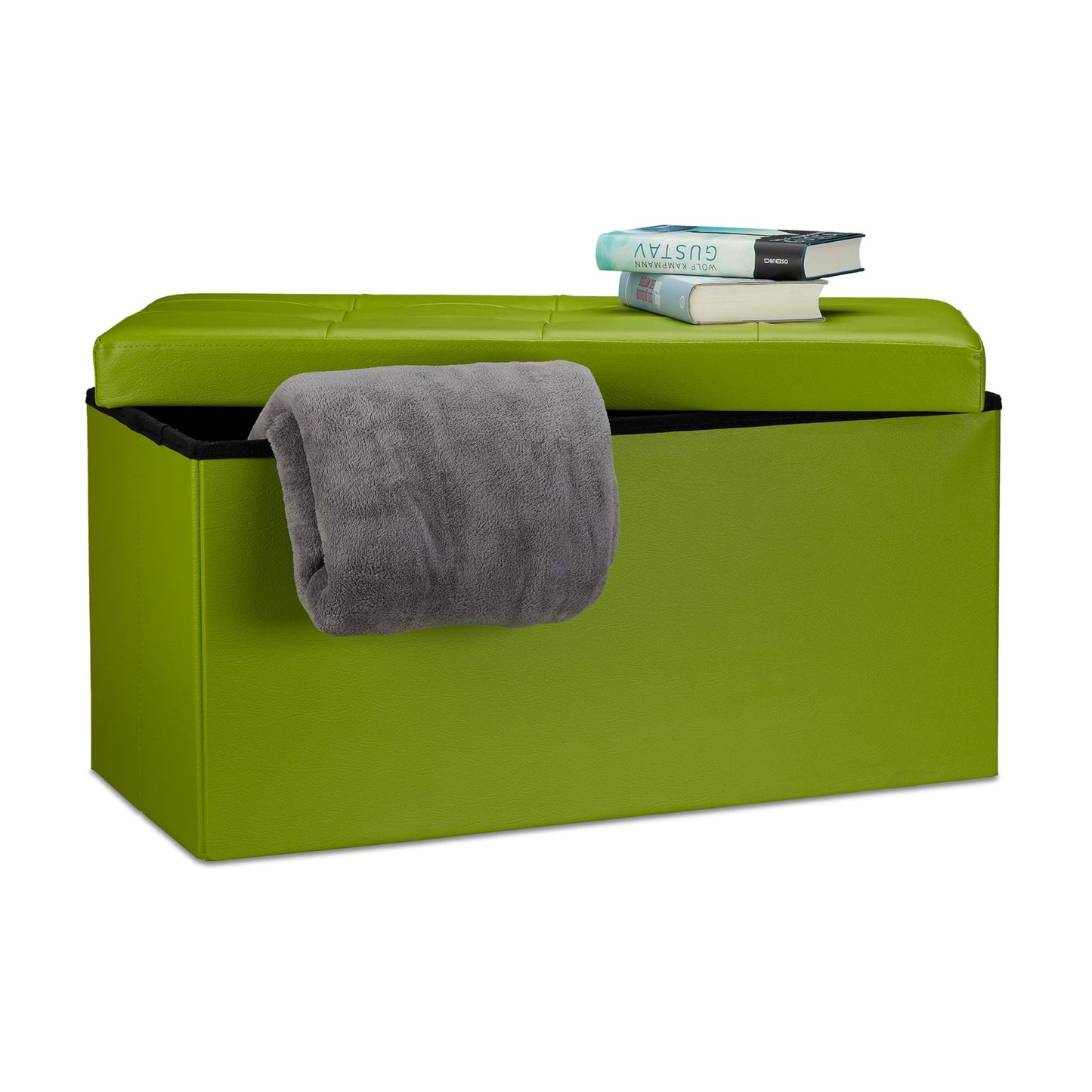 Bench with storage space in artificial leather