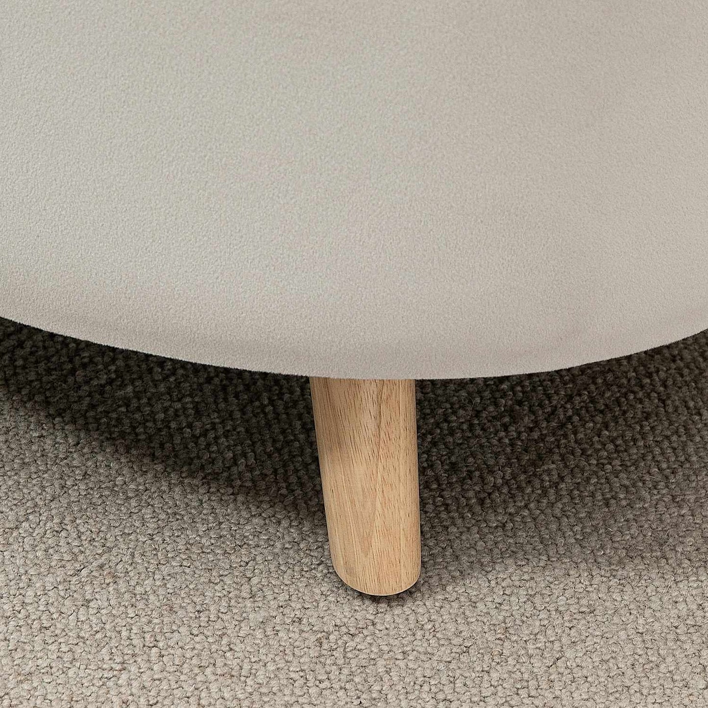 Oval upholstered storage bench - velvet look, beige, 71x51.5x42 cm