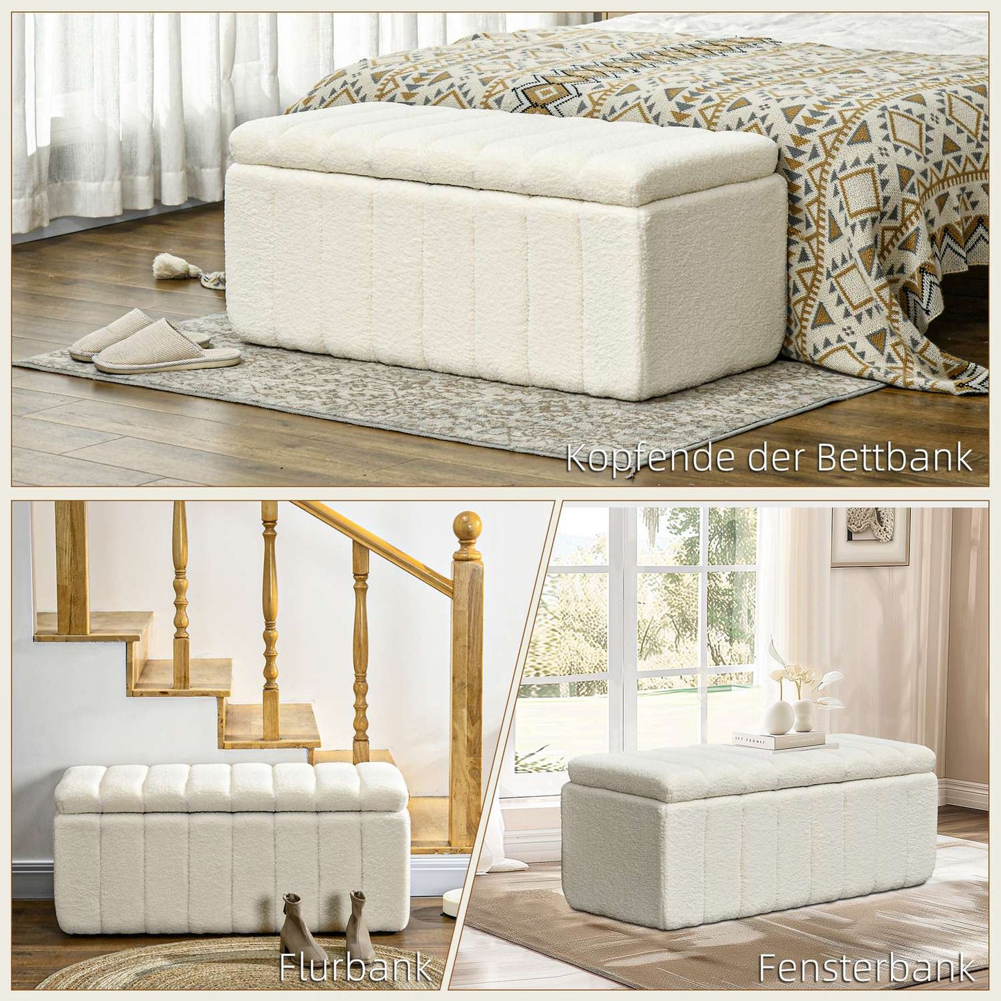 Upholstered storage bench, wooden legs, 102x45x46 cm