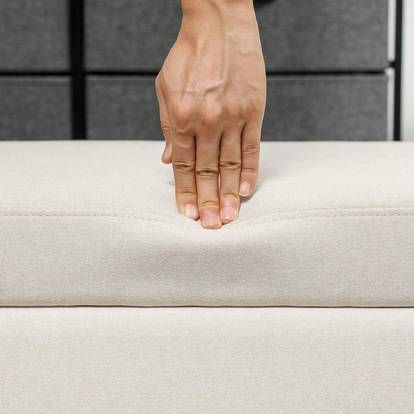 Upholstered storage bench, cream, holds up to 120 kg