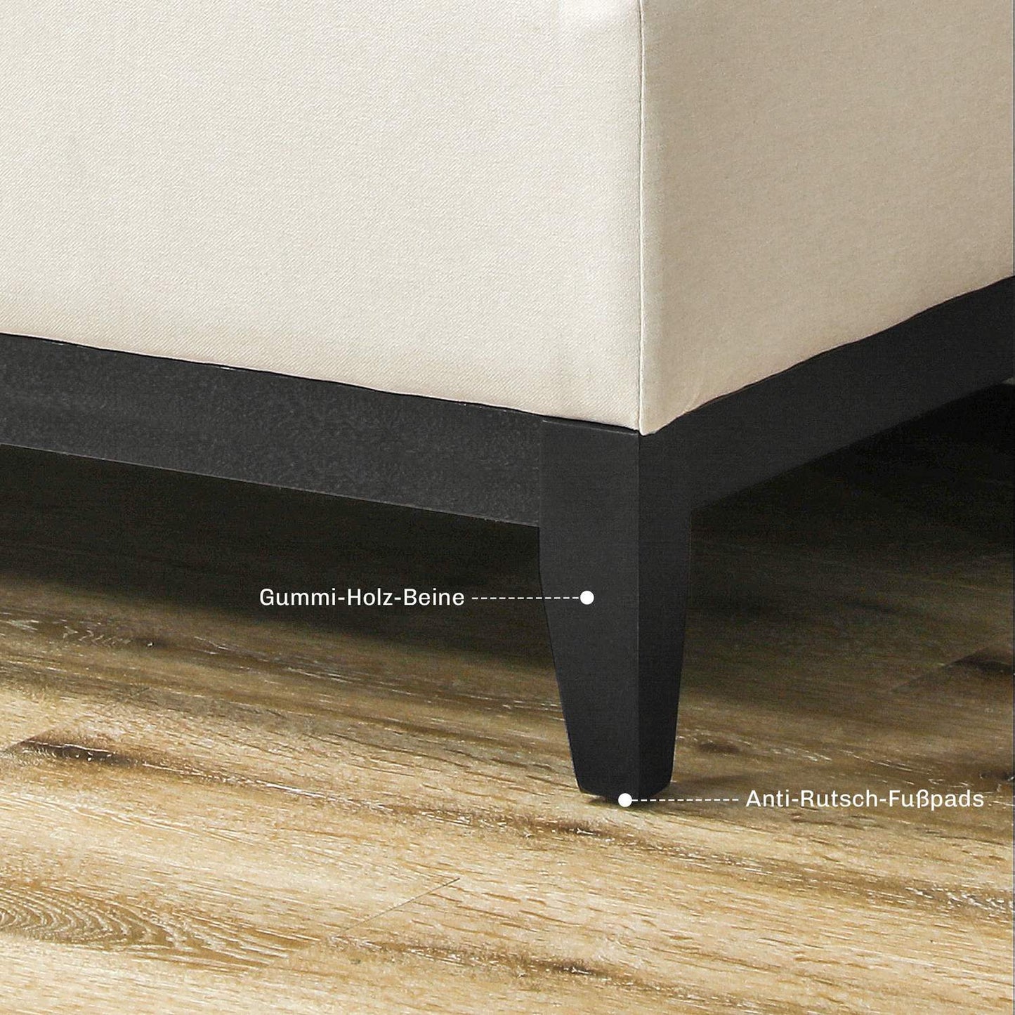 Upholstered storage bench, cream, holds up to 120 kg