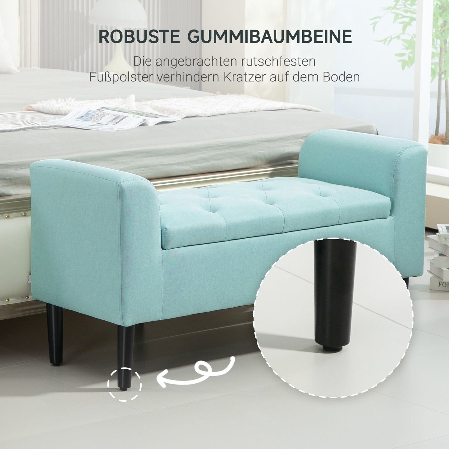 Storage bench, covered with linen look, capacity 130 kg
