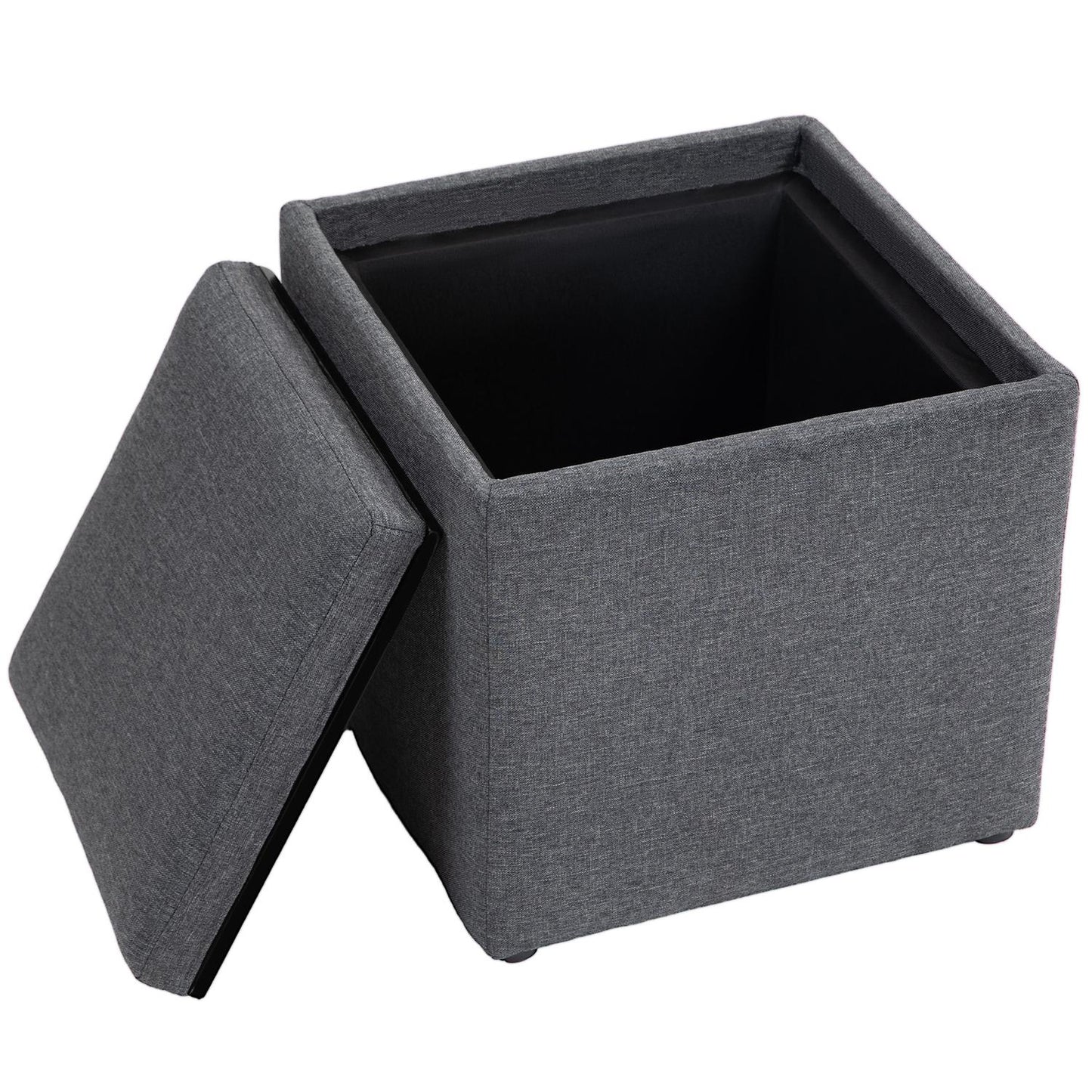 Storage bench, upholstered with removable cover, dark grey