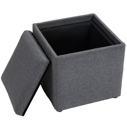 Storage bench, upholstered with removable cover, dark grey