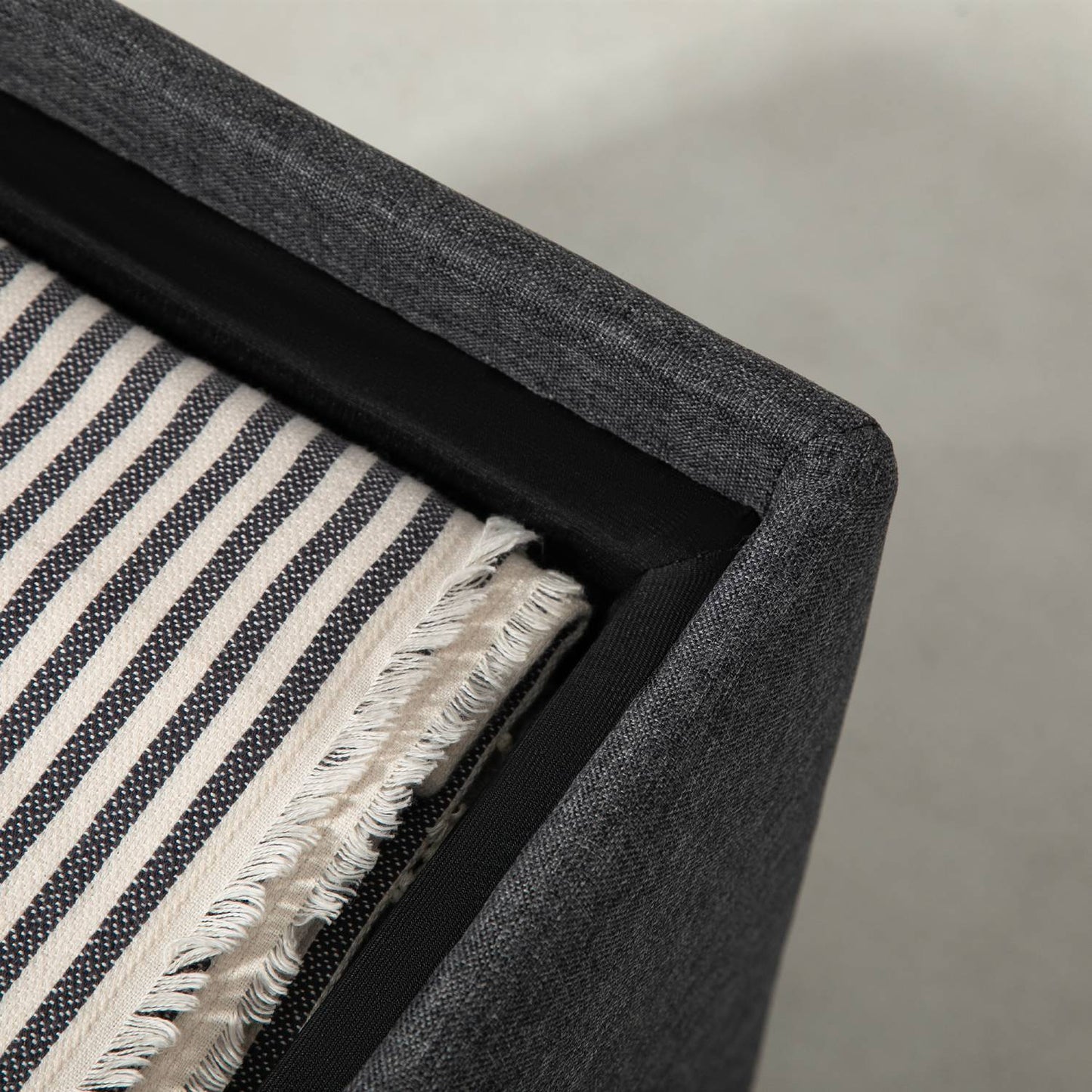 Storage bench, upholstered with removable cover, dark grey