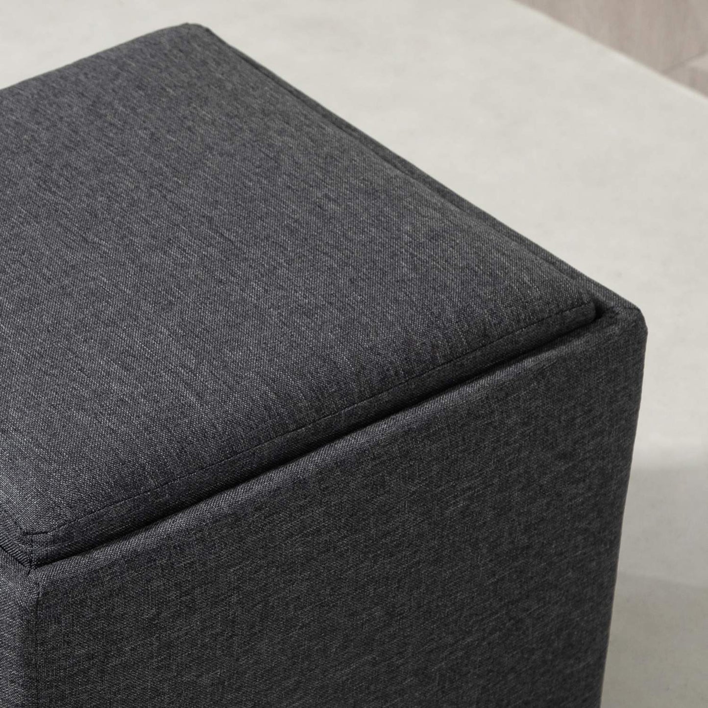 Storage bench, upholstered with removable cover, dark grey
