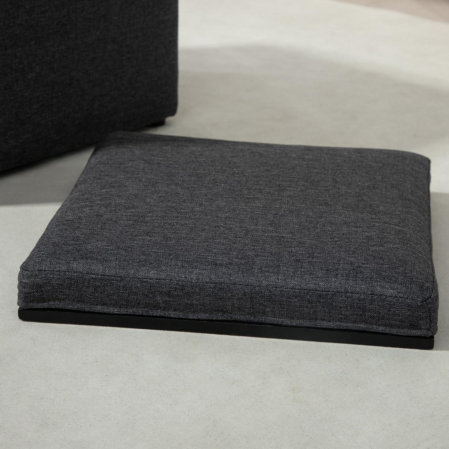 Storage bench, upholstered with removable cover, dark grey