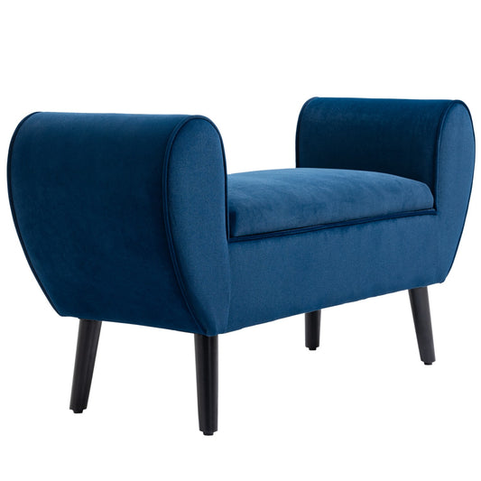 Velvet-covered bench, Dark blue, 118 x 42 x 66 cm