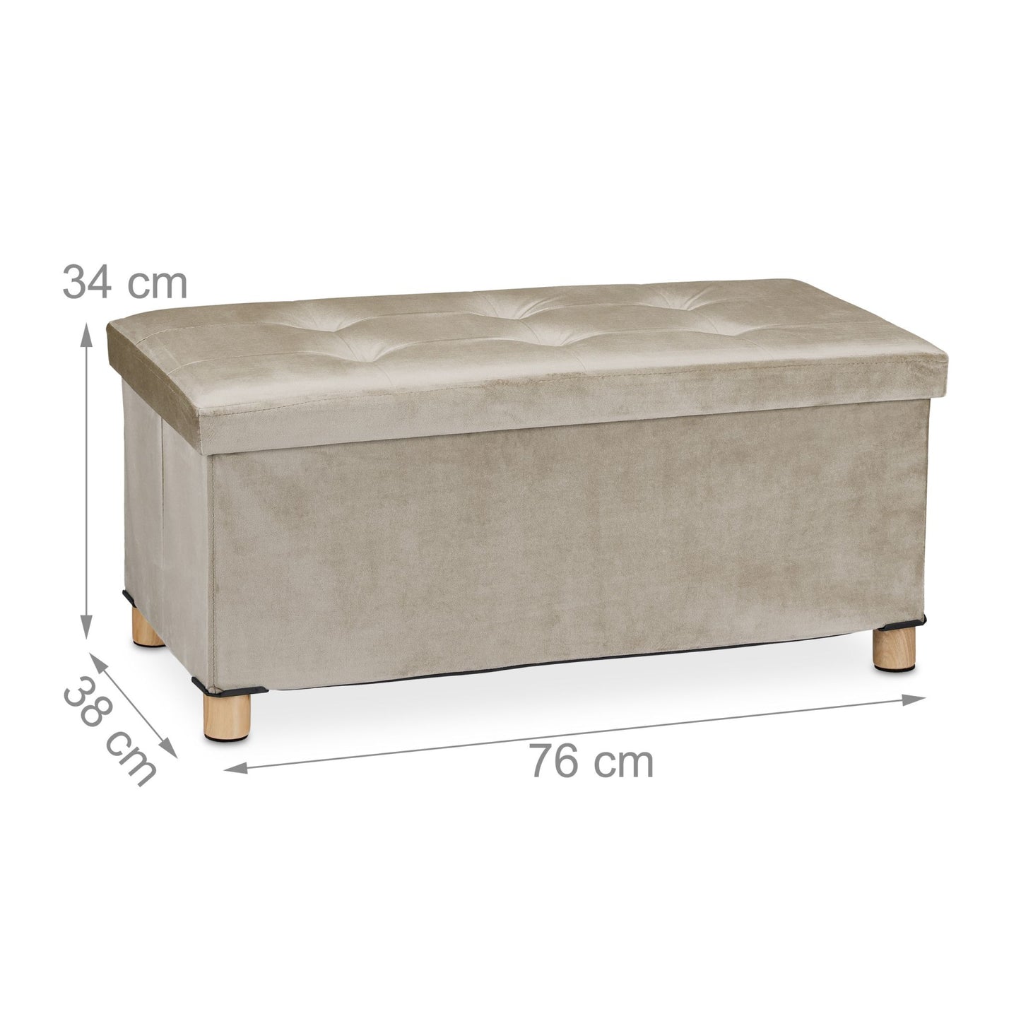 Bench with velvet cover and wooden feet