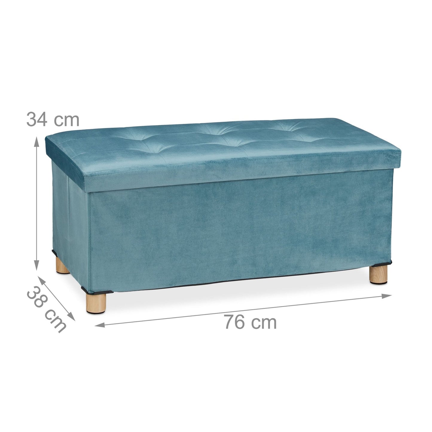 Bench with velvet cover and wooden feet