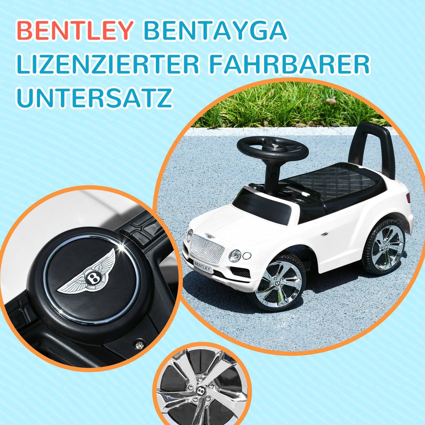 White ride-on car for children - Horn & tip Protection, 18m+
