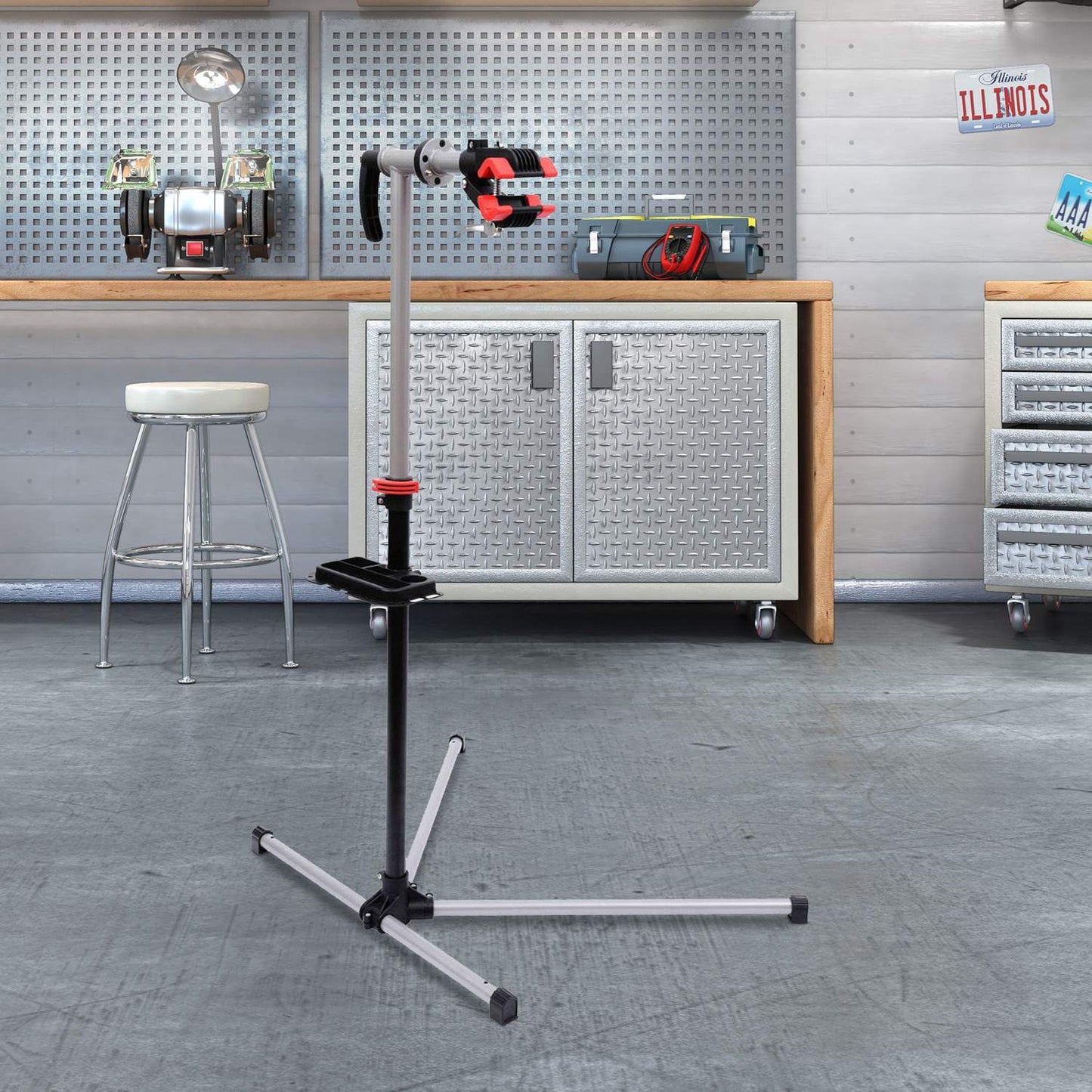 Bicycle Repair Stand with Tool Tray - Adjustable