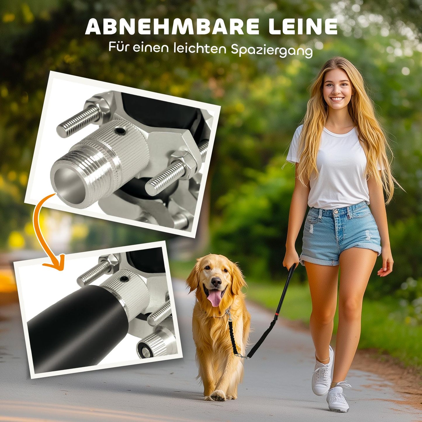Bicycle dog leash, easy installation & disassembly, black