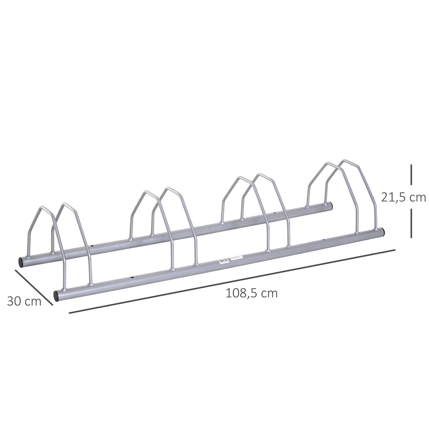 Steel rack for 4 bikes, floor and wall mount, silver finish