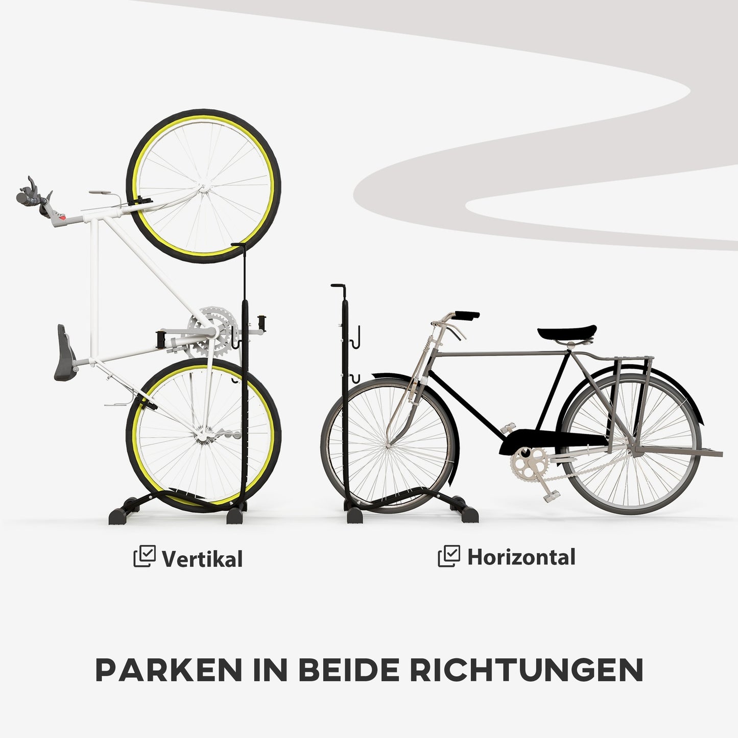 Metal bike rack - vertical and horizontal, weatherproof, 45x44x118cm