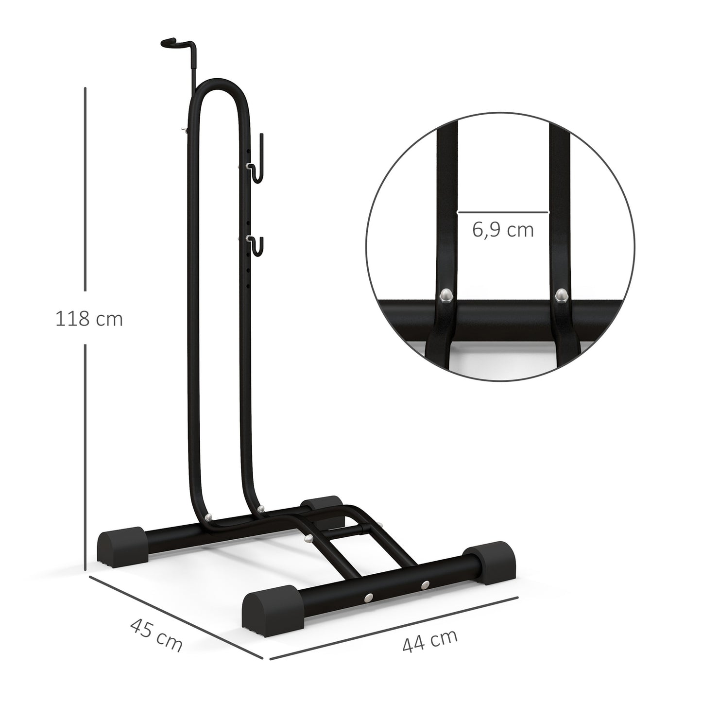 Metal bike rack - vertical and horizontal, weatherproof, 45x44x118cm
