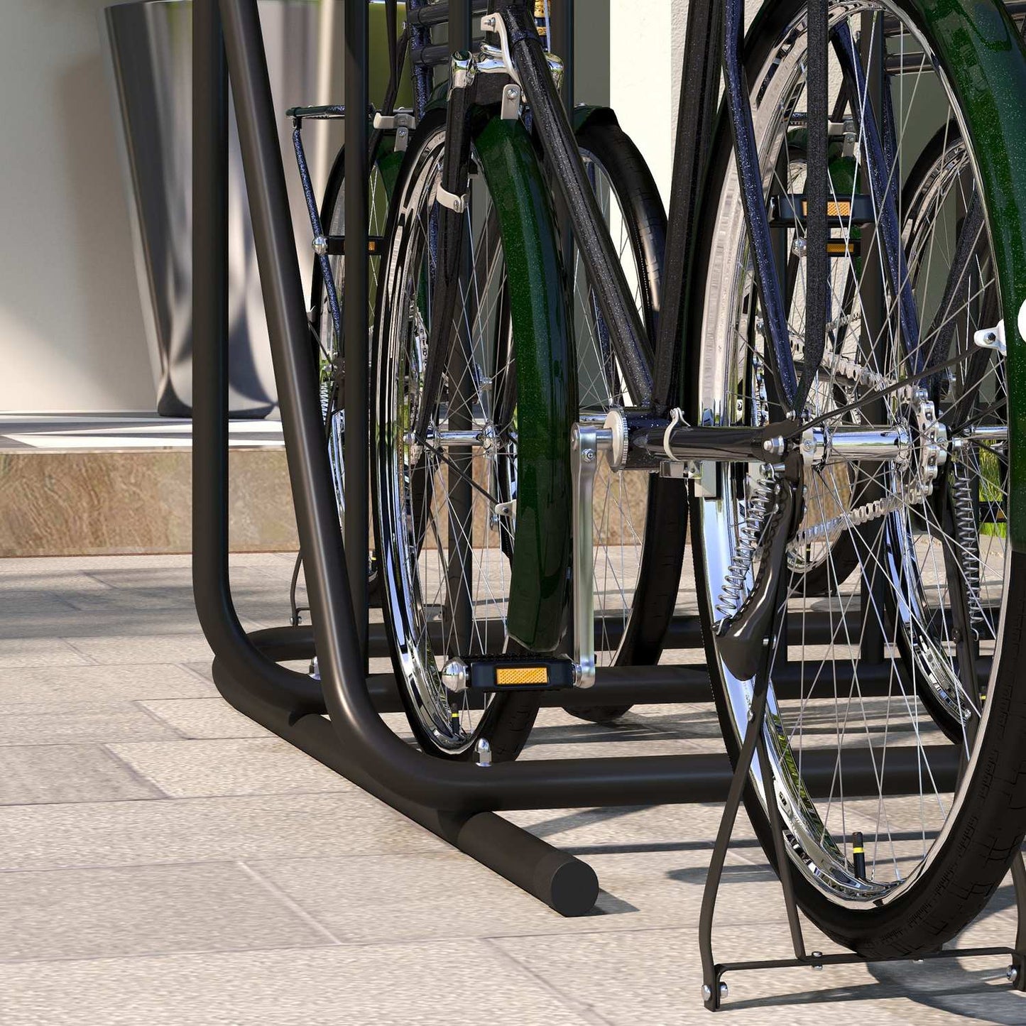 Steel bike rack - weather resistant, holds 4, black