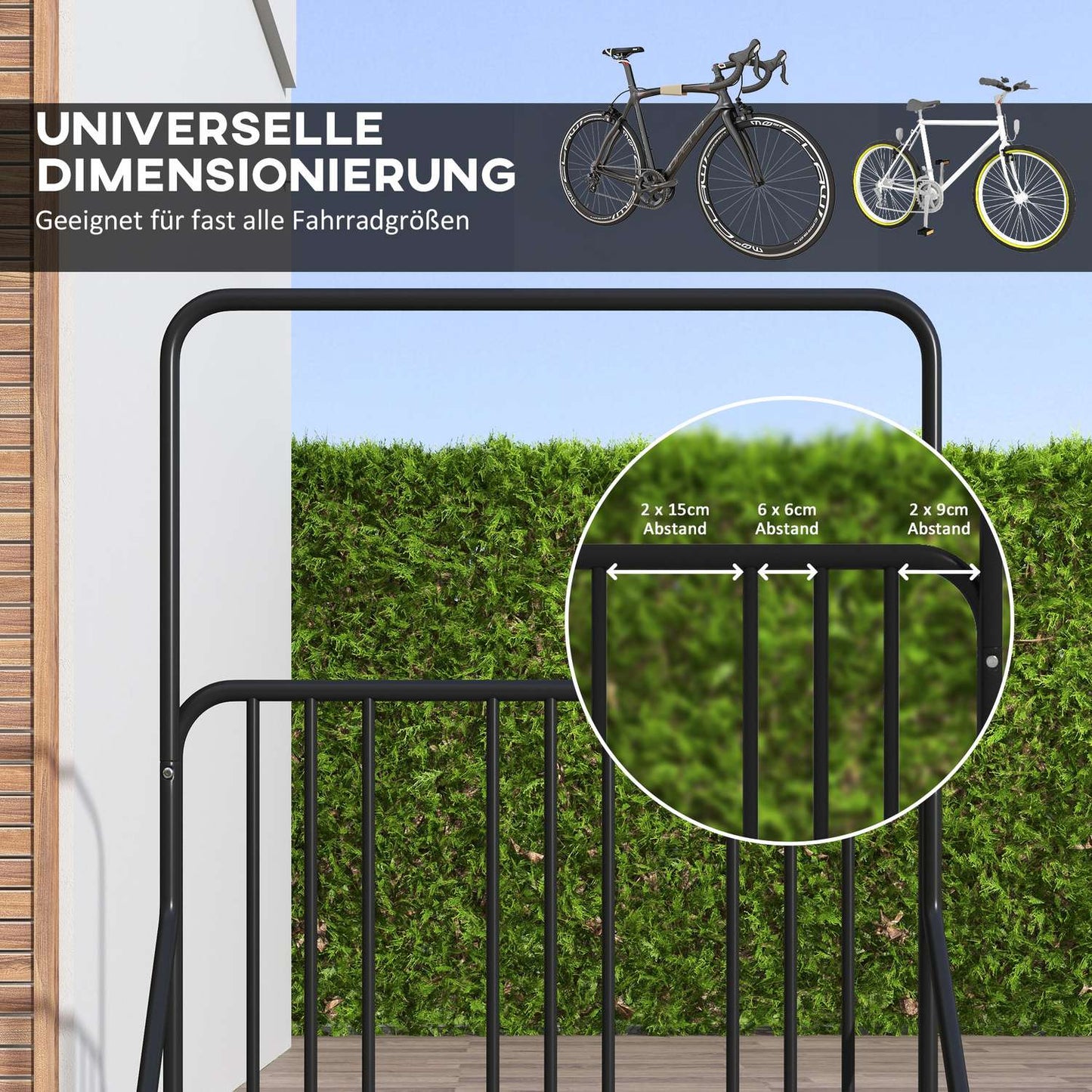 Steel bike rack - weather resistant, holds 4, black