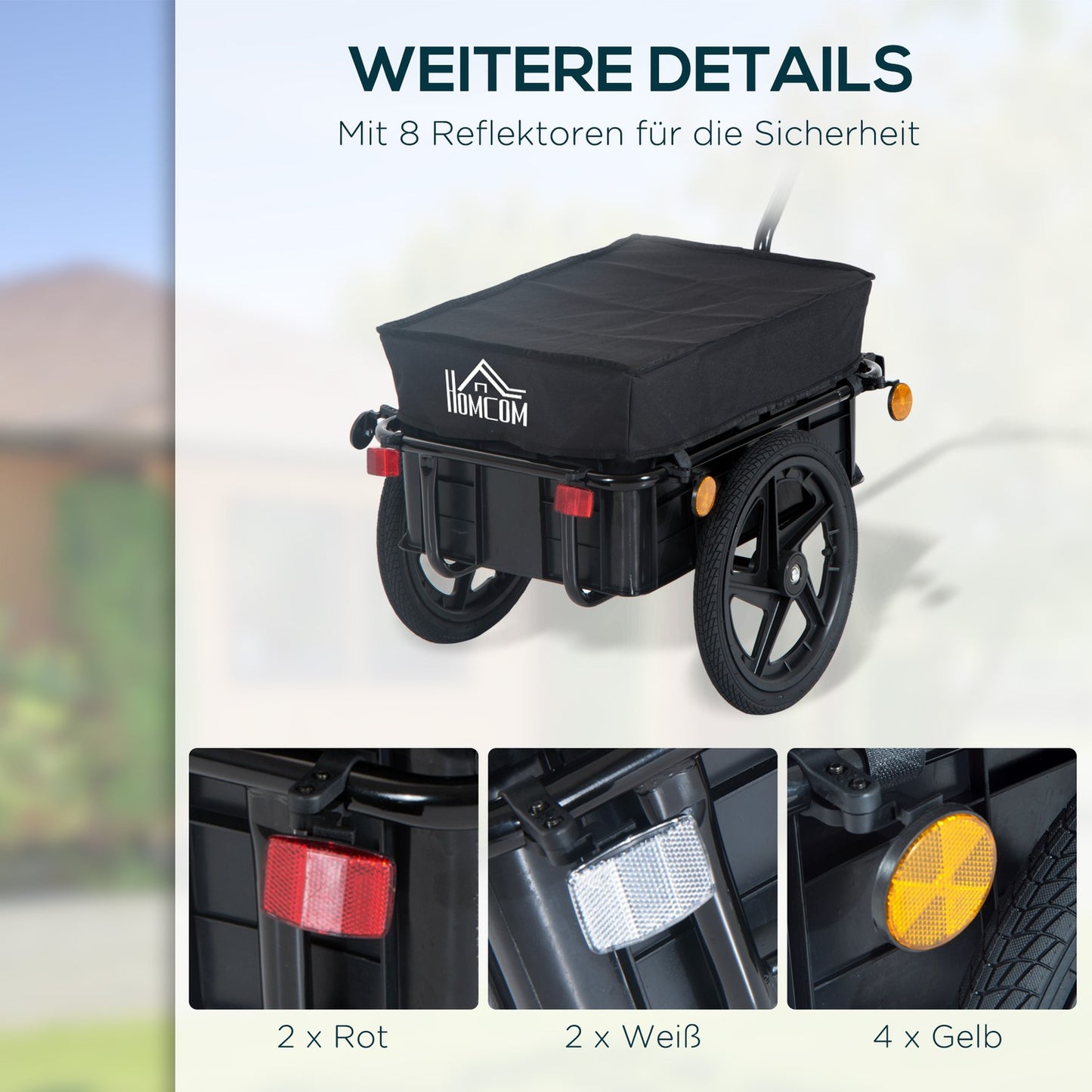 Bicycle cargo trailer, 40 kg capacity, steel & Oxford fabric