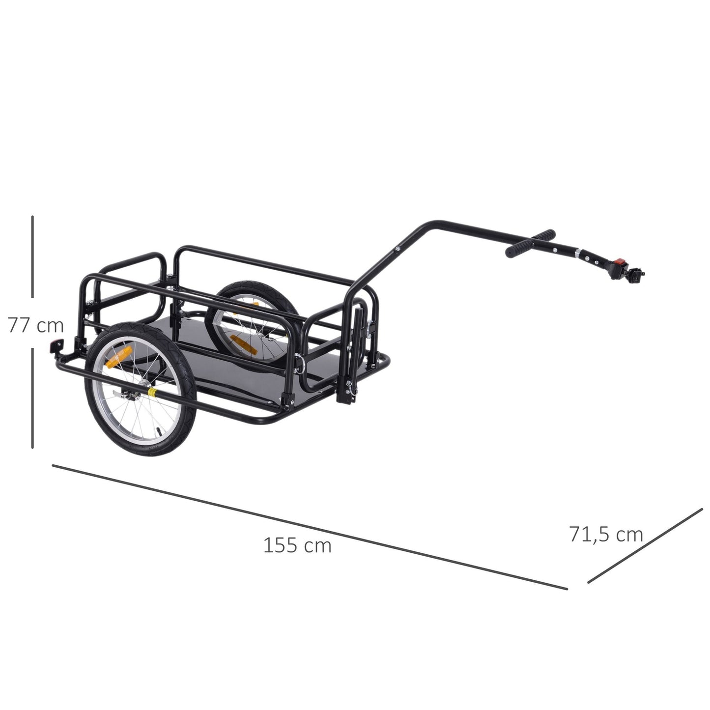 Bicycle cargo trailer, 40 kg capacity, foldable, black