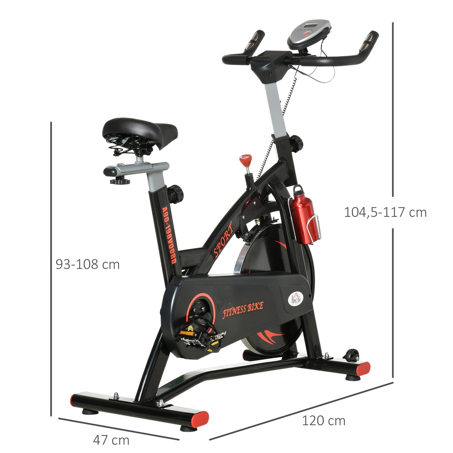 Exercise bike trainer with 10 kg flywheel and LCD screen