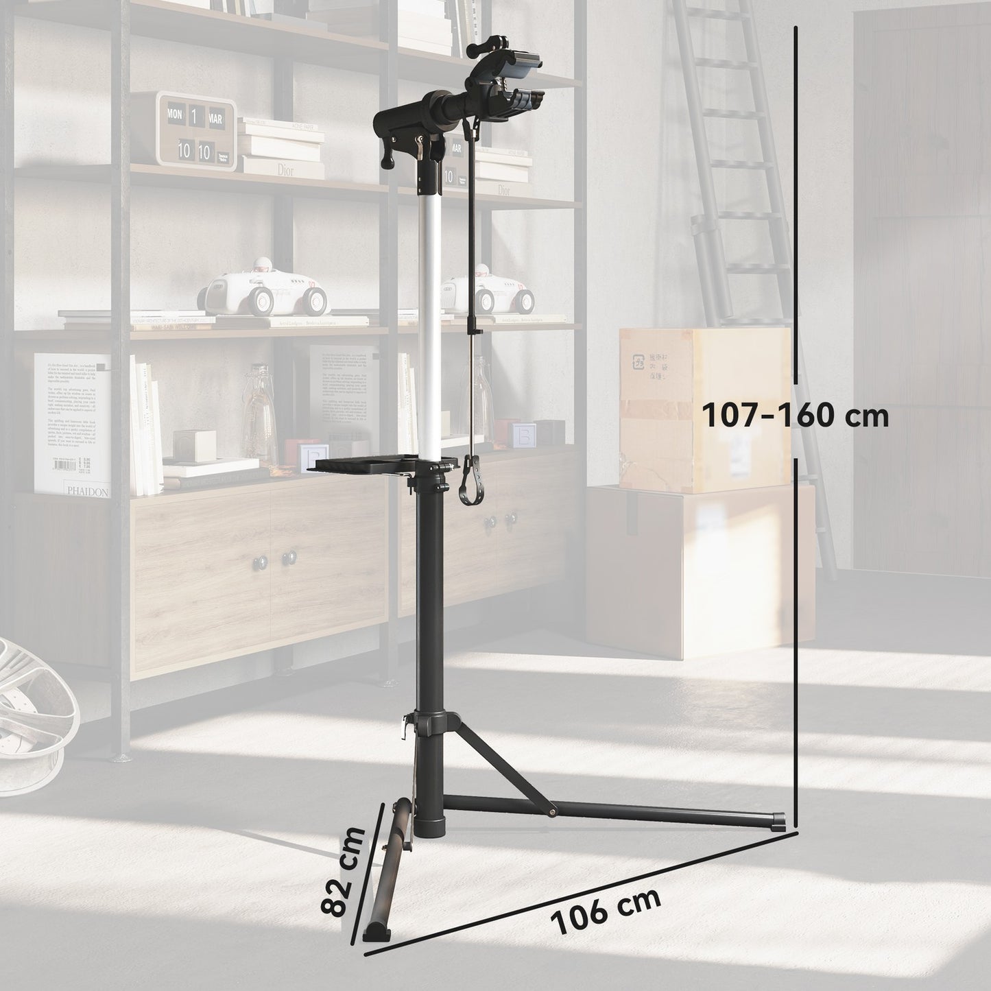 Bicycle repair stand, foldable & 360° rotatable for all bicycles