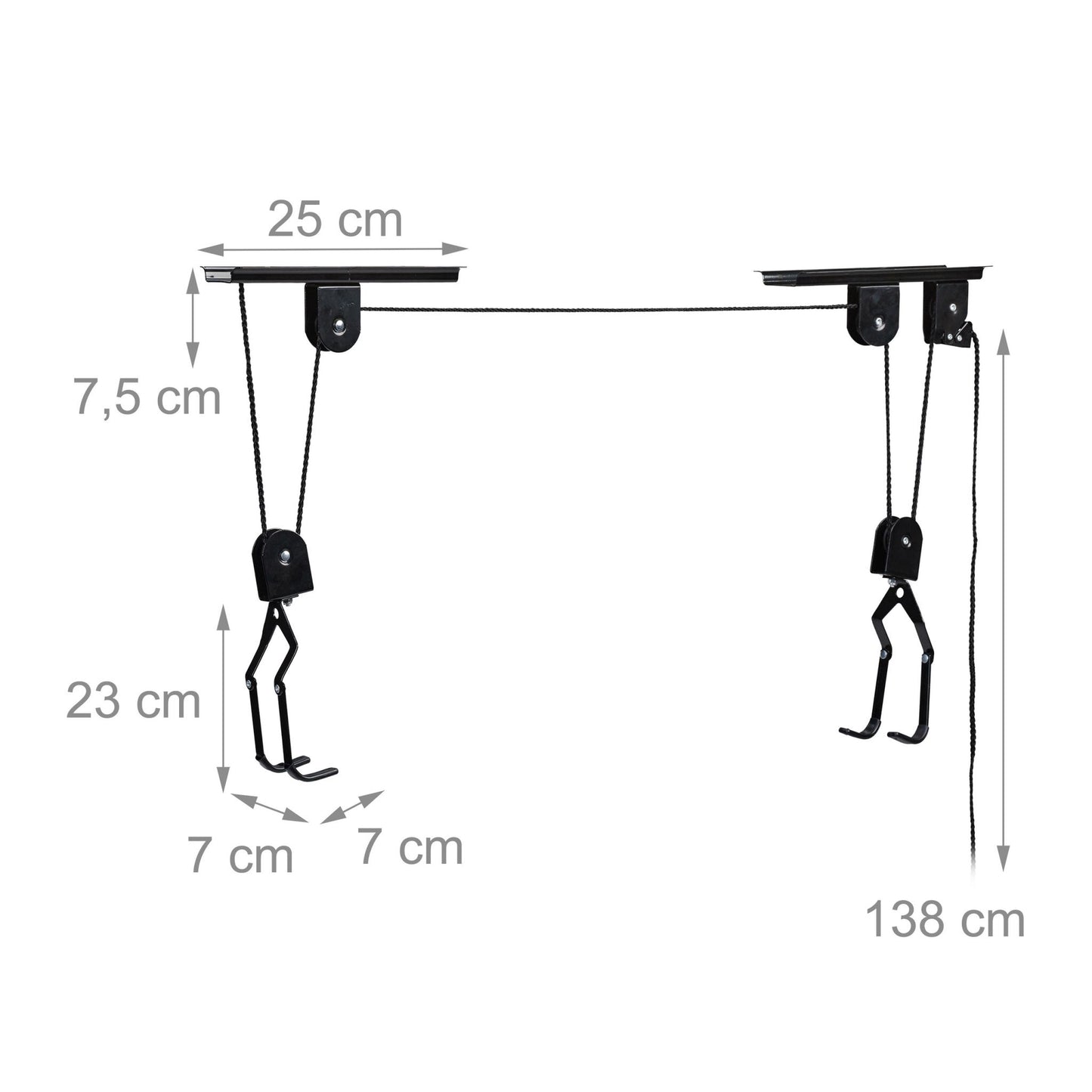 Bicycle lift for the roof