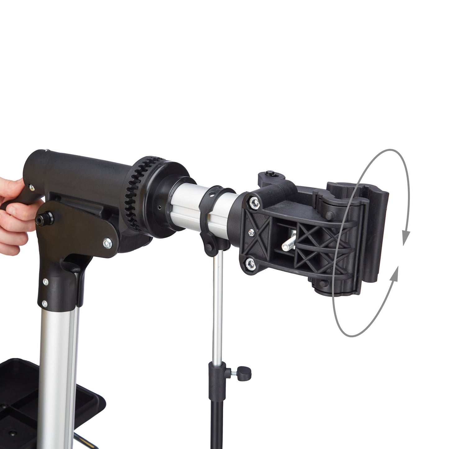 Bicycle mounting stand with handlebar holder