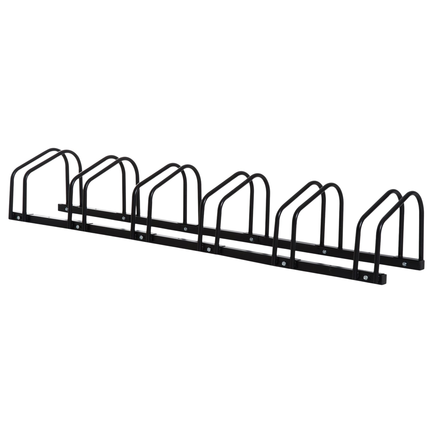 Bicycle rack for 6 bicycles, wall/floor mount, steel, black